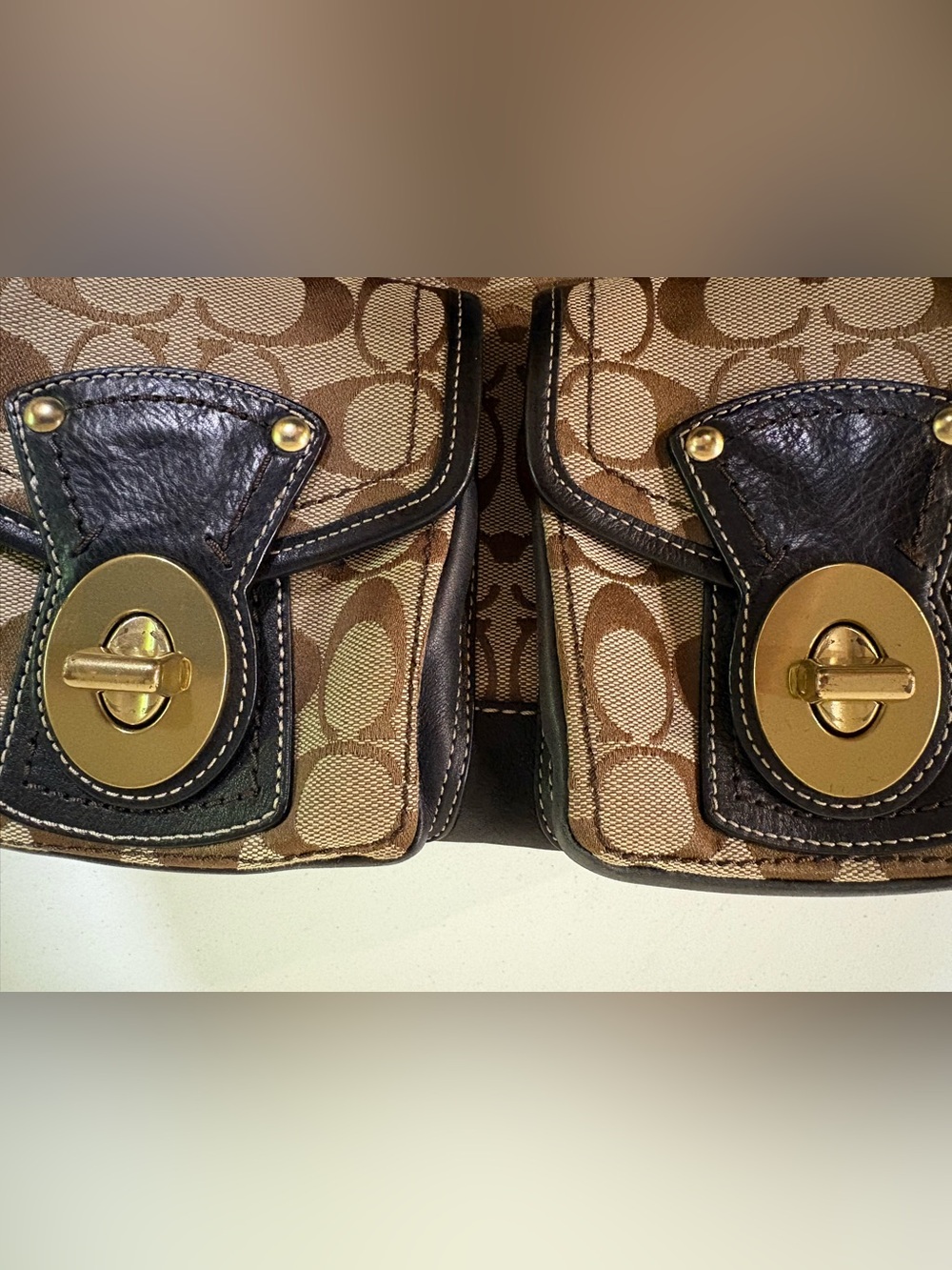 Coach 65th Legacy Signature Shoulder Bag, Black Trim, Stripe Lining F06K - 10339 - Picture 4 of 11